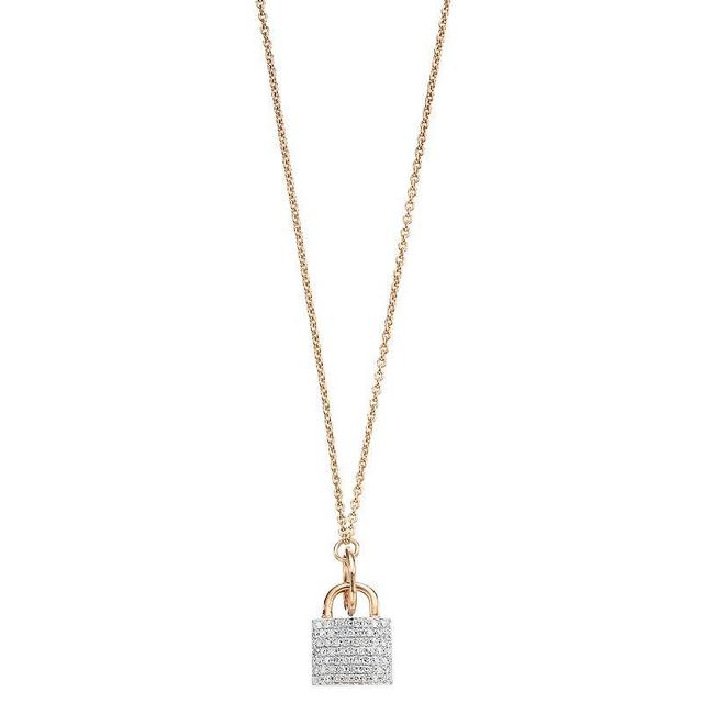 Ava Blue 14k Rose Gold 1/5 Carat T.W. Diamond Lock Necklace, Womens Pink Product Image