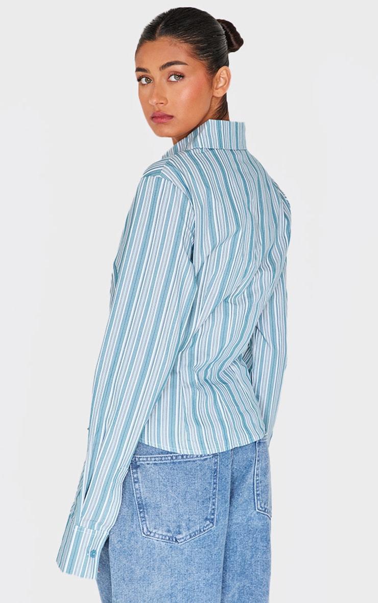 Blue Striped Fitted Shirt Product Image