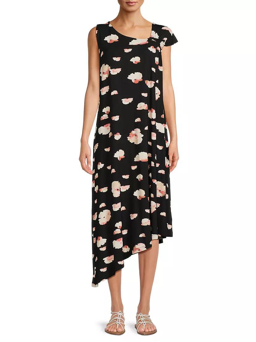 Okta Asymmetric Floral Jersey Dress Product Image