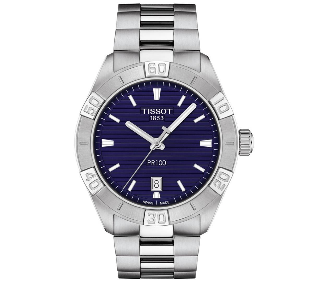 Tissot Mens Swiss Pr 100 Sport Stainless Steel Bracelet Watch 42mm - Blue Product Image