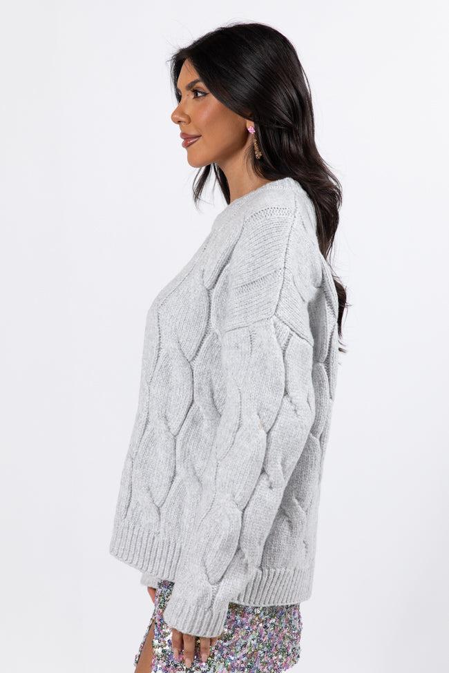 Steer Me Right Grey Oversized Cable Knit Sweater Product Image