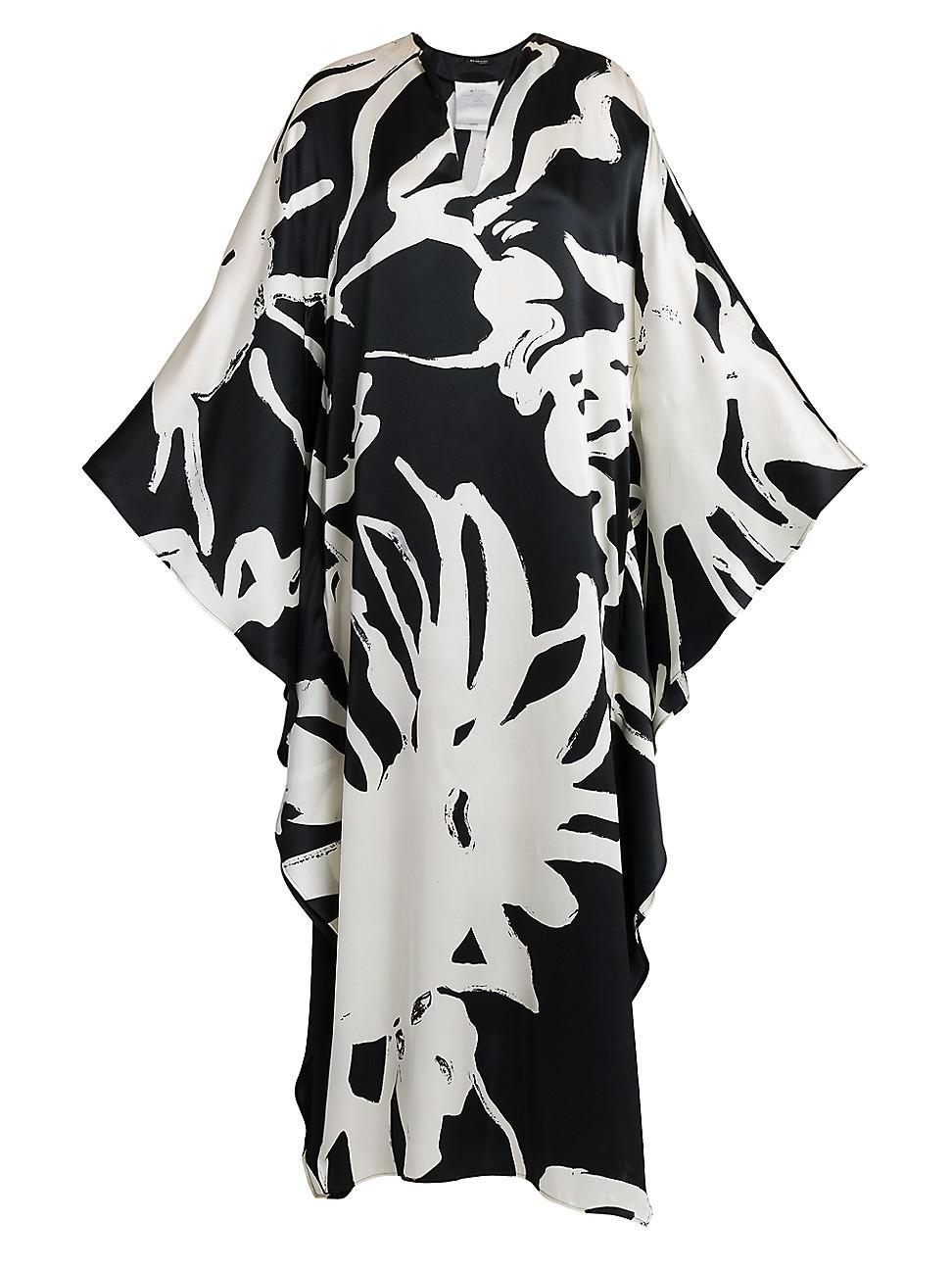 Womens Printed Floor-Length Silk Caftan Product Image