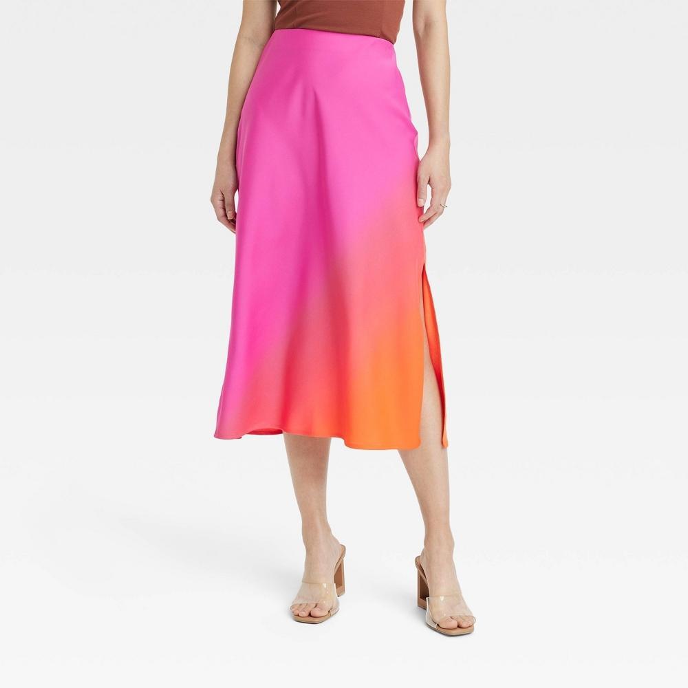 Womens A-Line Midi Slip Skirt - A New Day /Orange XS Product Image