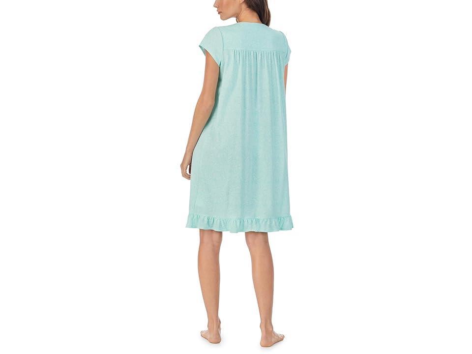 Eileen West Short Cap Sleeve Gown (Aqua Print) Women's Pajama Product Image