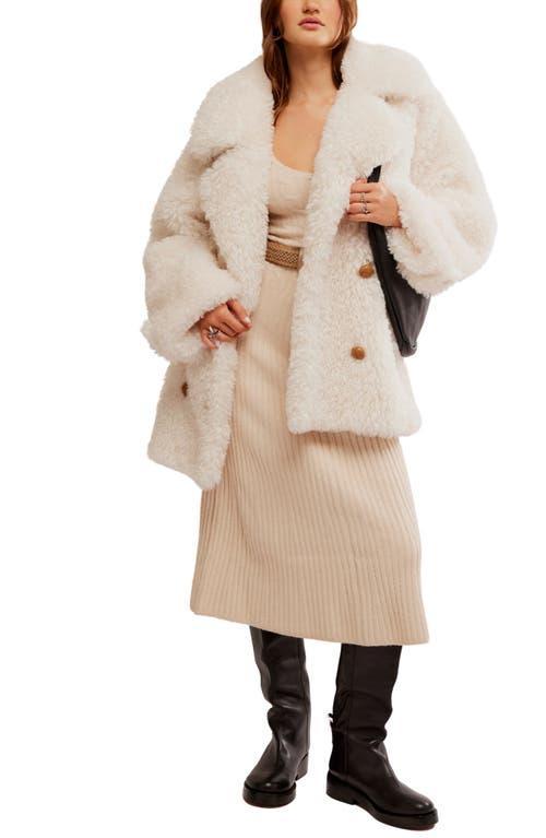 Sophie Faux Fur Peacoat In Beige Product Image