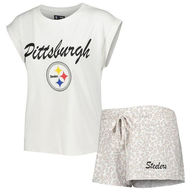 Womens Concepts Sport /Cream Pittsburgh Steelers Montana Knit T-Shirt & Shorts Sleep Set Product Image