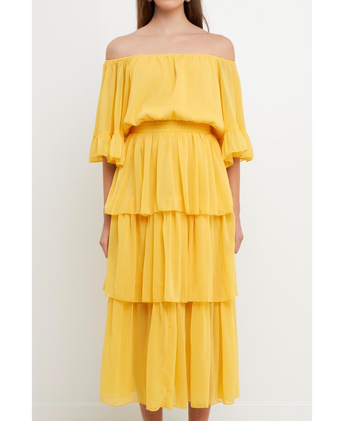 Womens Off-The-Shoulder Tiered Maxi Dress Product Image