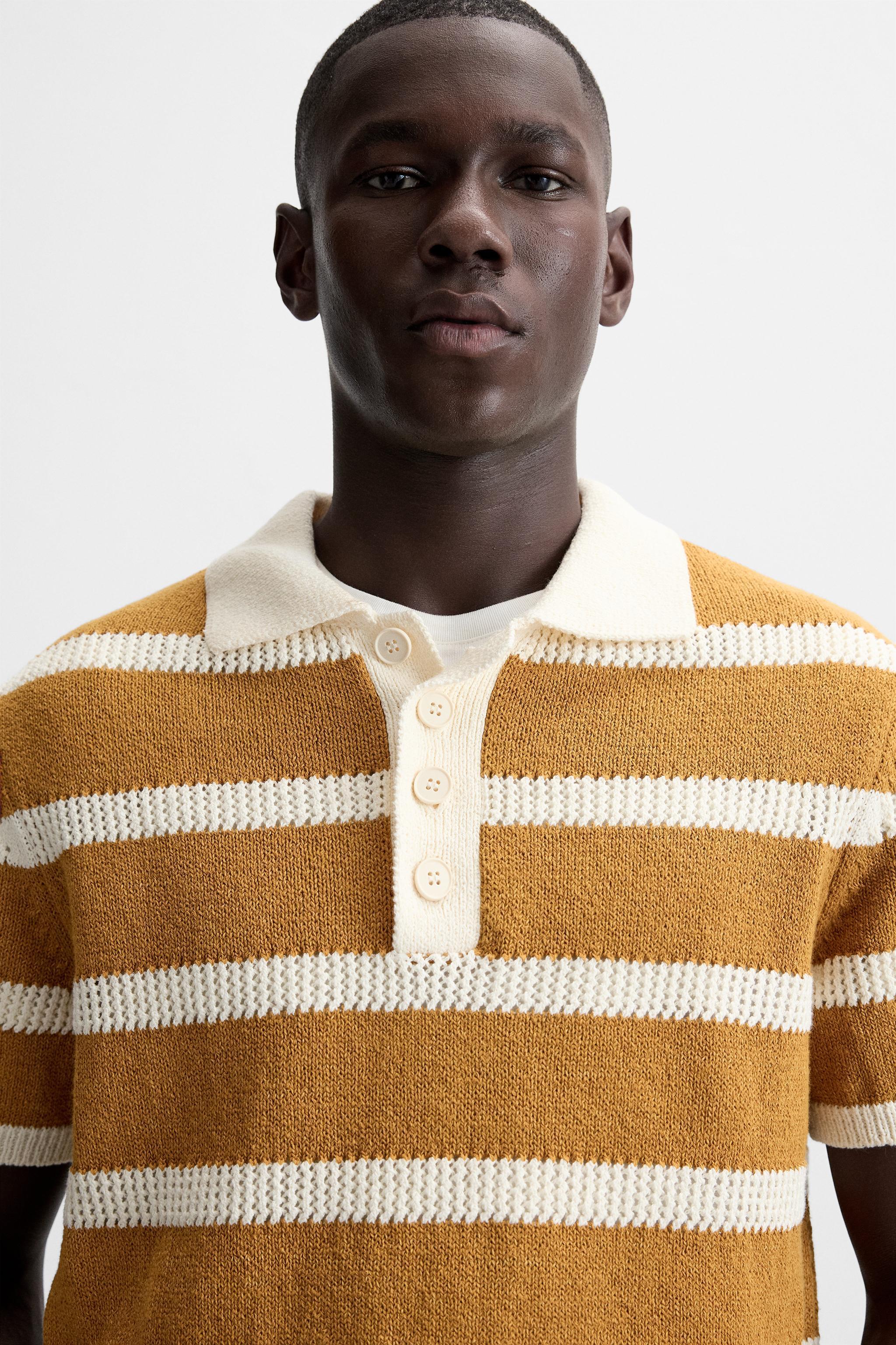 STRIPED KNIT POLO Product Image