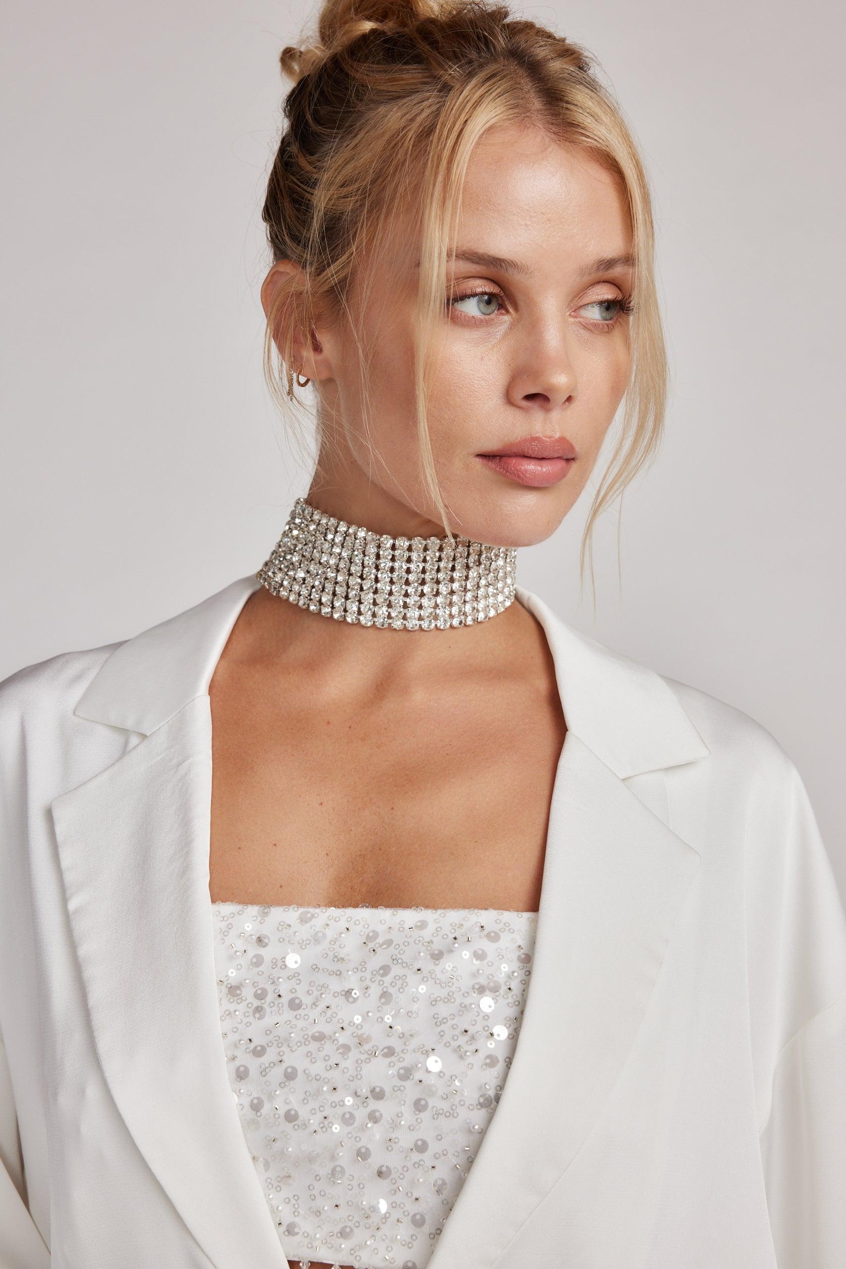 Sophie Silver Rhinestone Choker Product Image