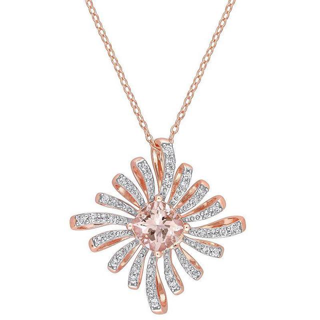 Stella Grace 18K Rose Gold over Sterling Silver Morganite & White Topaz Spike Pendant Necklace, Womens Pink Product Image