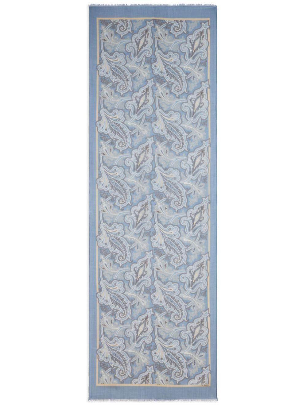 Paisley-print Cashmere Scarf In Blue Product Image