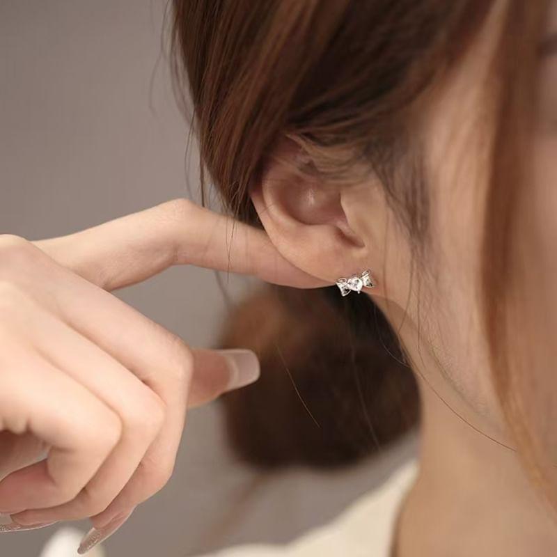 Bow Rhinestone Stud Earring Product Image