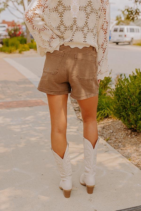 The Cora High Waist Shorts in Mocha Product Image