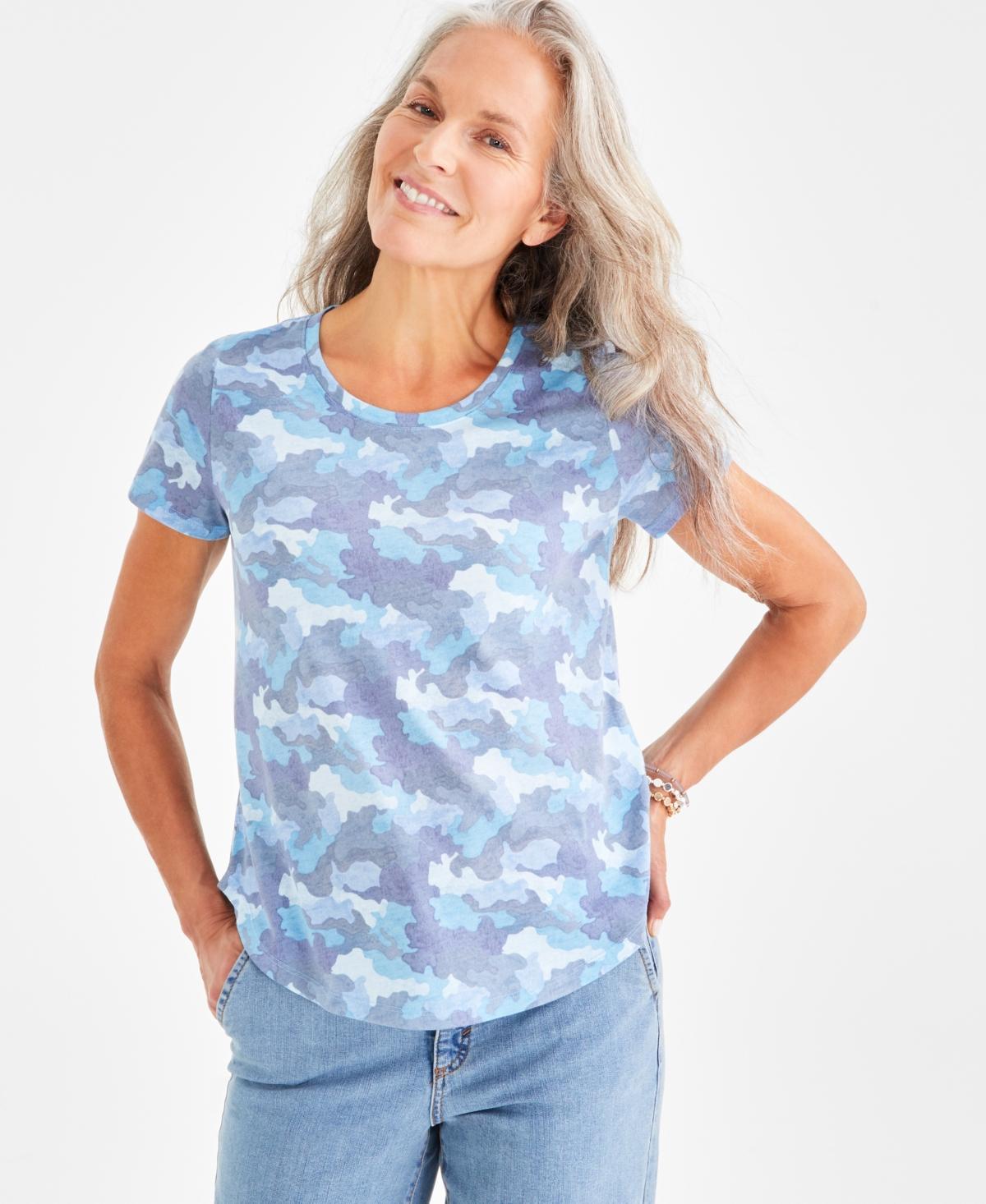 Style & Co Womens Printed Crewneck Short-Sleeve Tee, Created for Macys Product Image