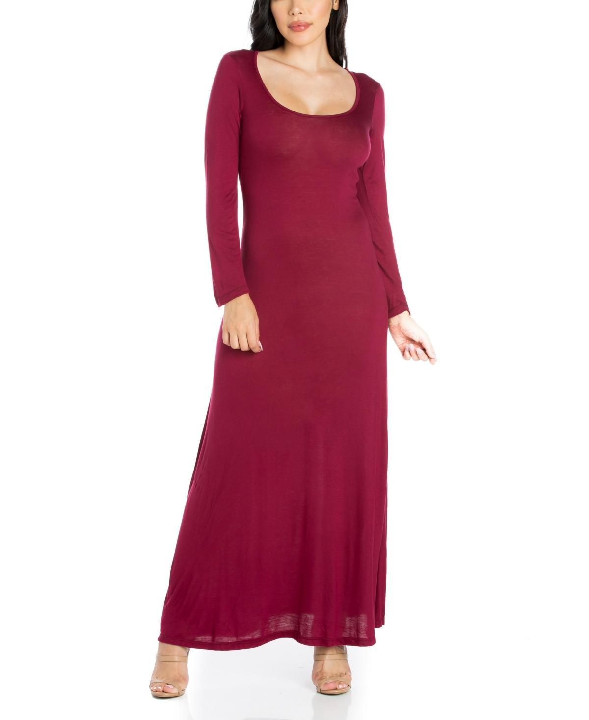 24seven Comfort Apparel Womens Long Sleeve T-Shirt Maxi Dress Product Image