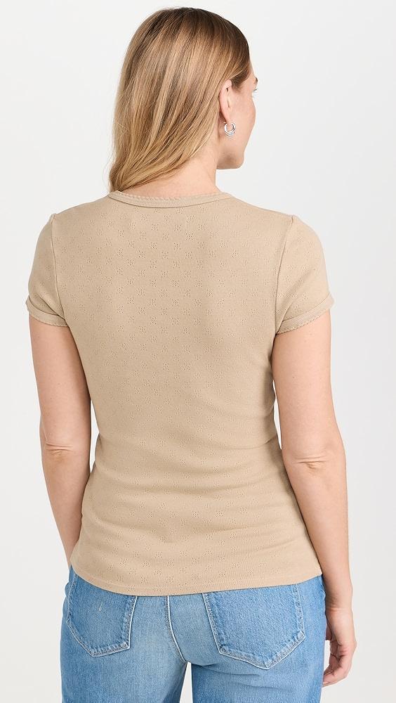 Enza Costa Scallop Edge Pointelle Cap Sleeve Tee | Shopbop Product Image