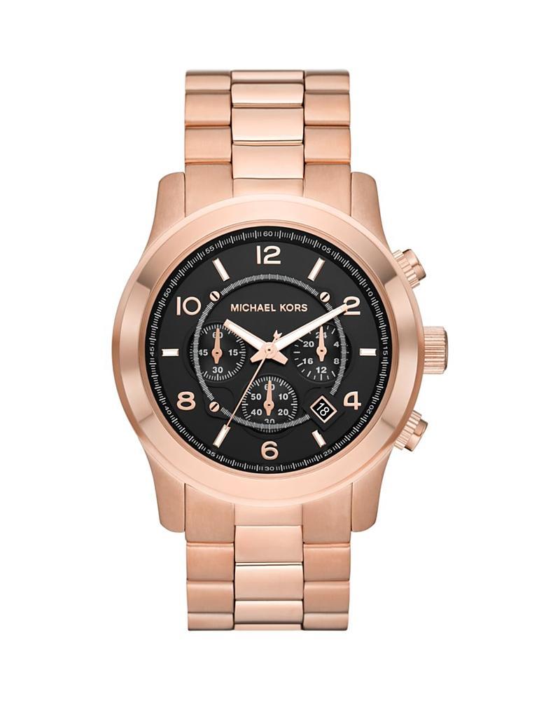 Michael Kors Mens Runway Chronograph Gold-Tone Stainless Steel Bracelet Watch Product Image