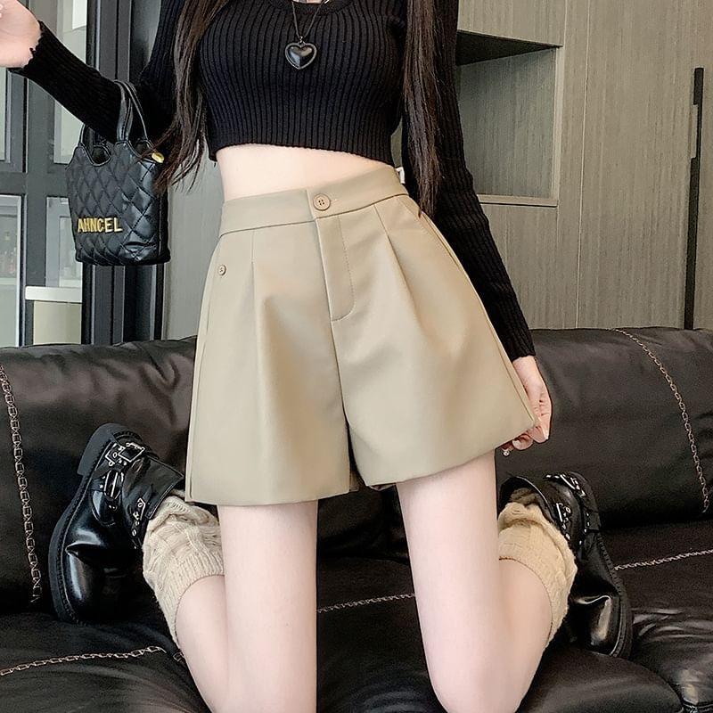 High Waist Faux Leather Shorts Product Image