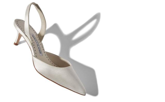 CAROLYNE BRIDE White Satin Slingback Pumps Product Image