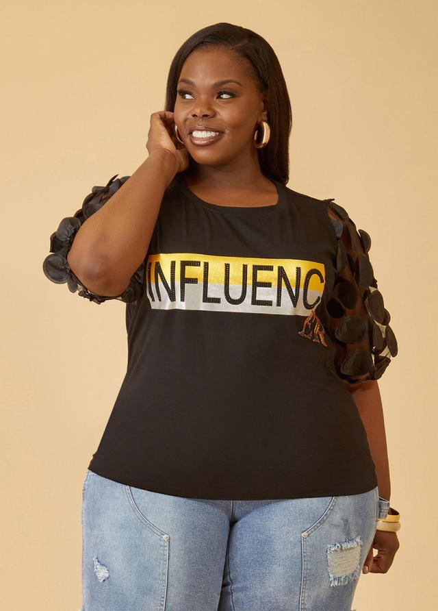 Plus Size Influencer Embellished Graphic Tee Ashley Stewart Product Image