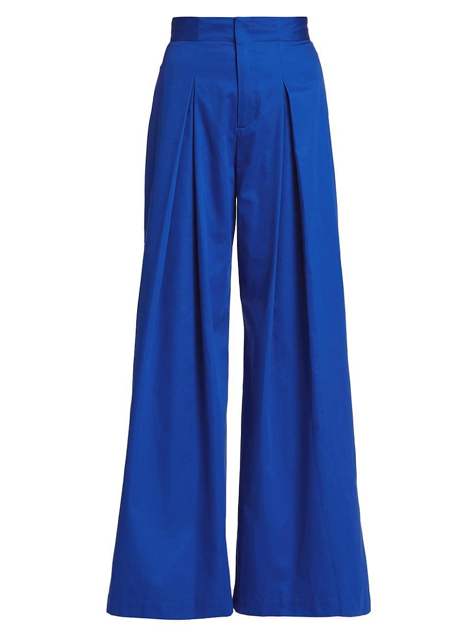 Womens Cotton Sateen Wide-Leg Trousers product image