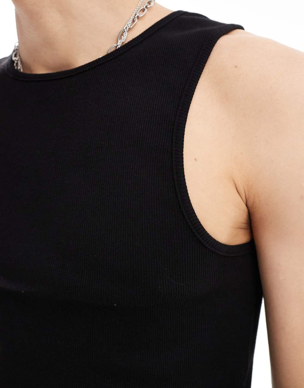 COLLUSION ribbed tank top in black  Product Image