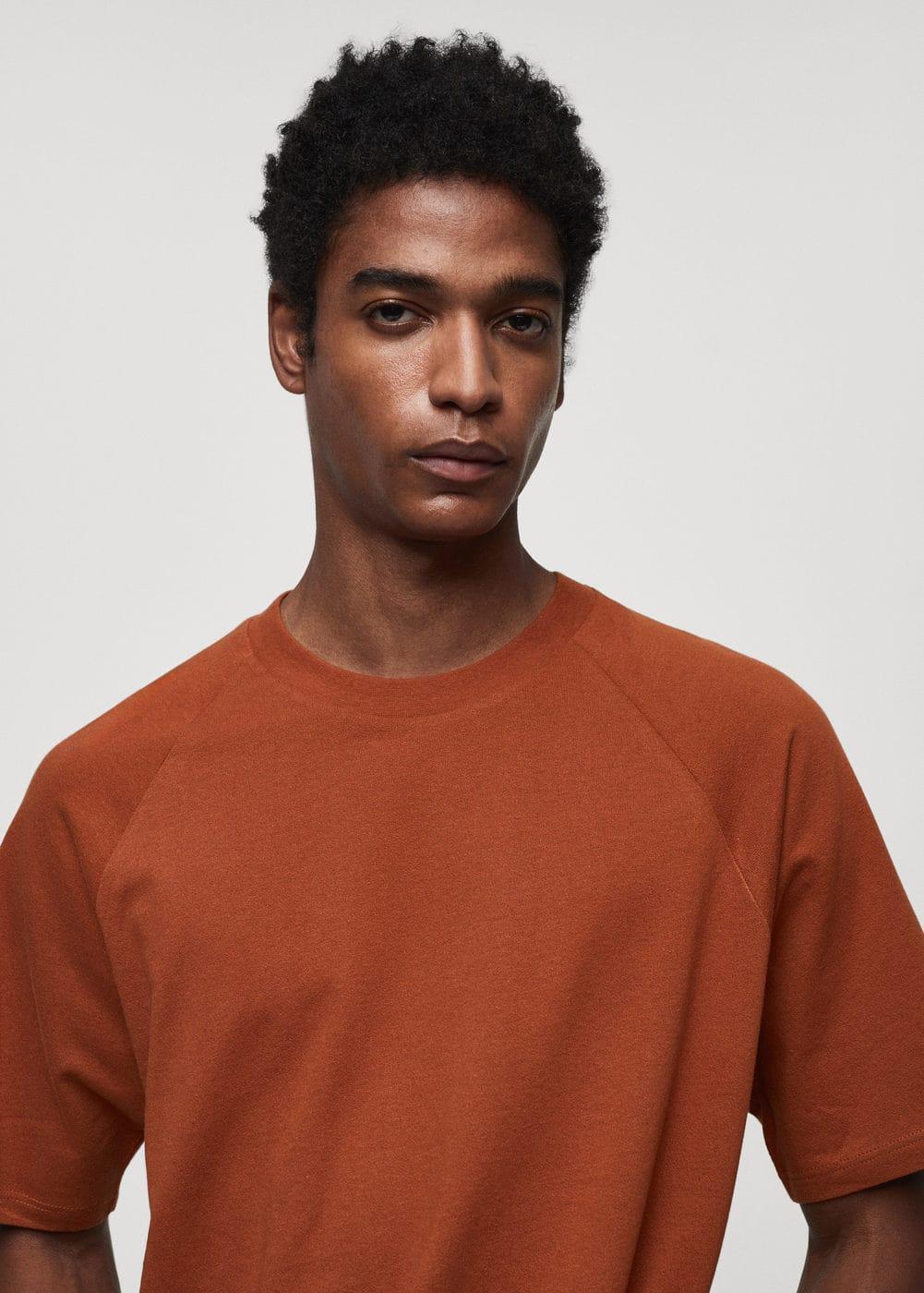 MANGO MAN - Relaxed fit cotton t-shirt burnt orangeMen Product Image