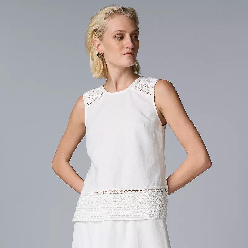 Womens Simply Vera Vera Wang Crochet Trimmed Crewneck Tank Top Product Image