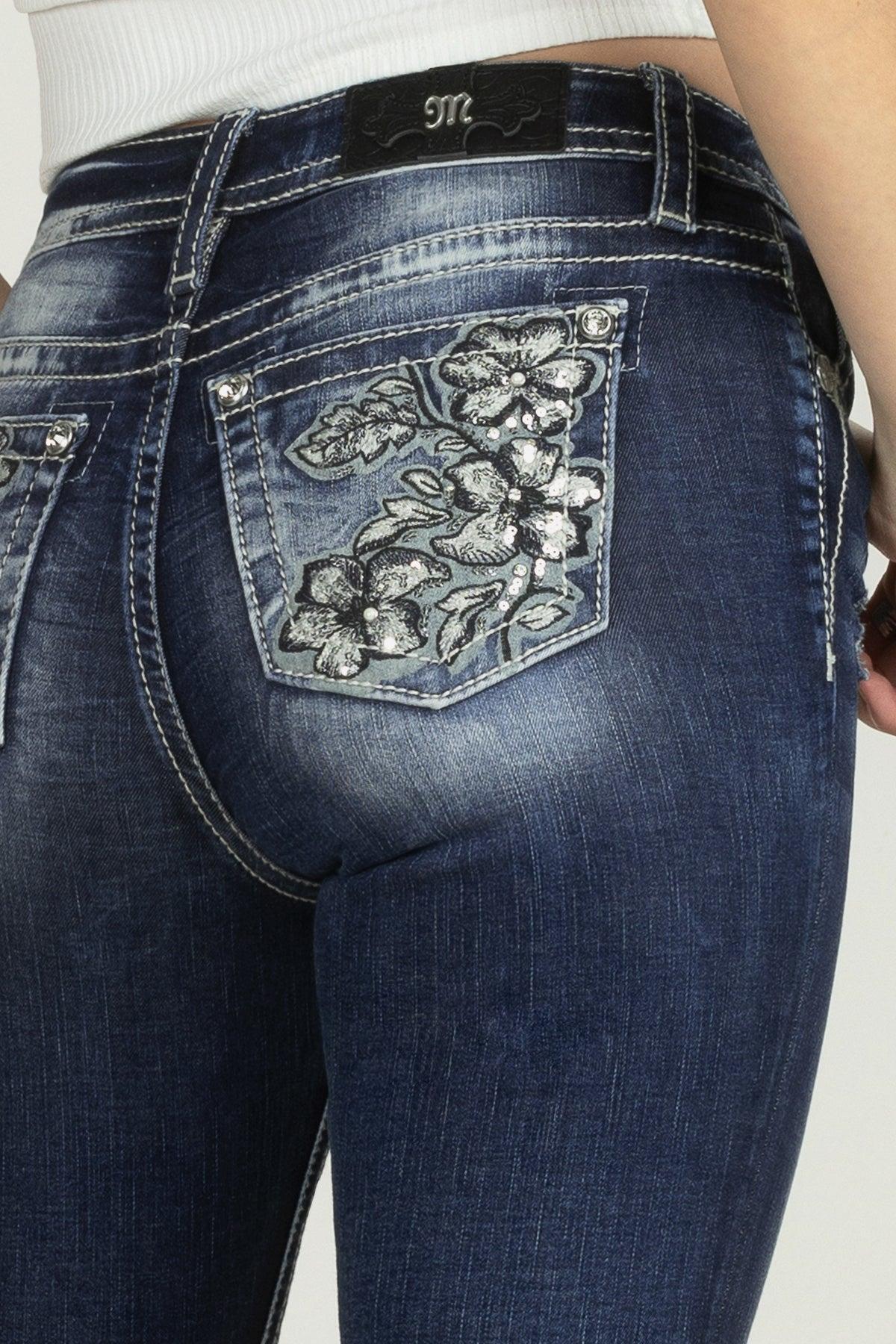 Three Flower Sequined Denim Product Image