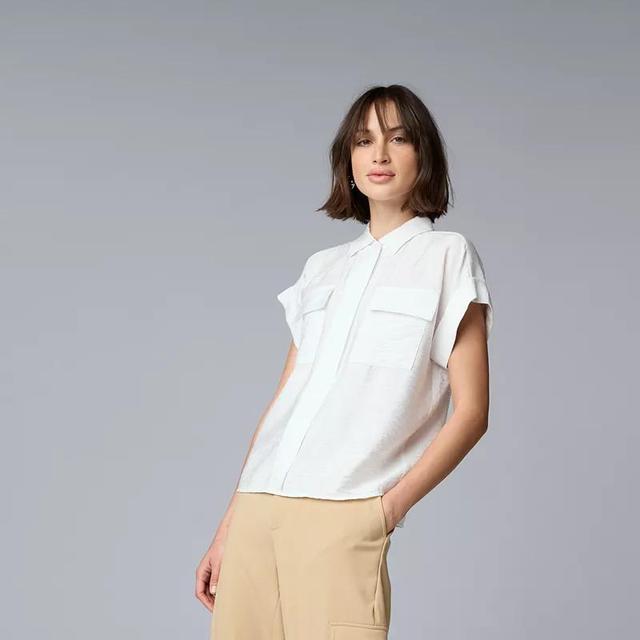 Petite Simply Vera Vera Wang Short Sleeve Shirt, Womens Product Image