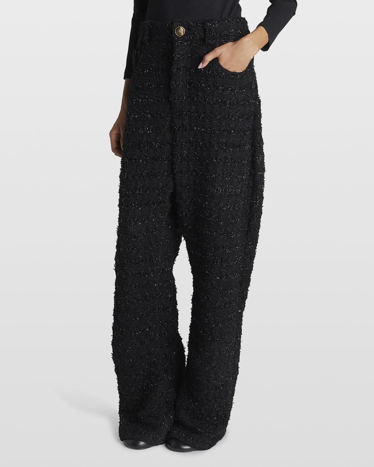 Metallic Tweed Baggy Wide-Leg Pants product image