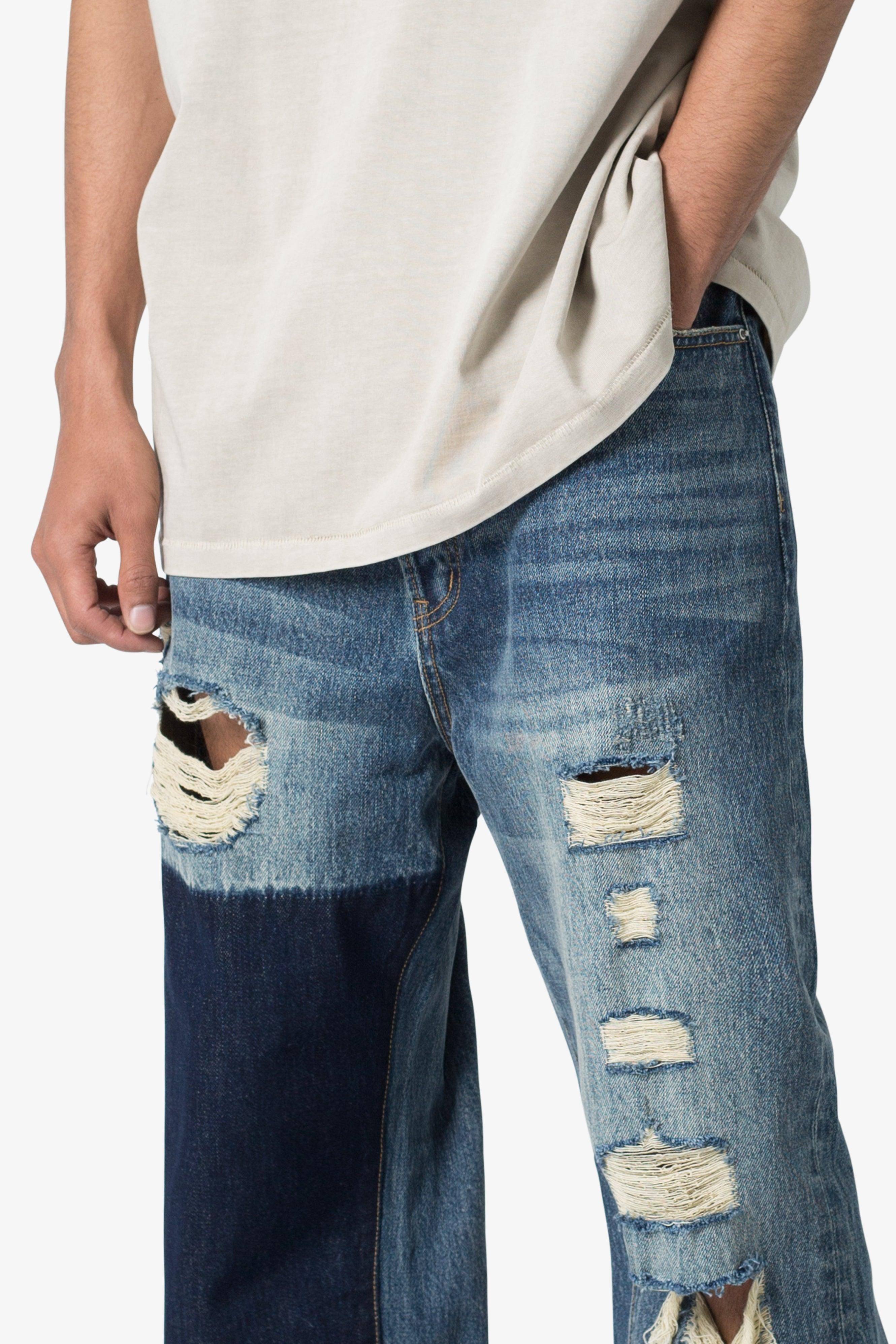 Ultra Baggy One Knee Thrashed Denim - Blue Product Image