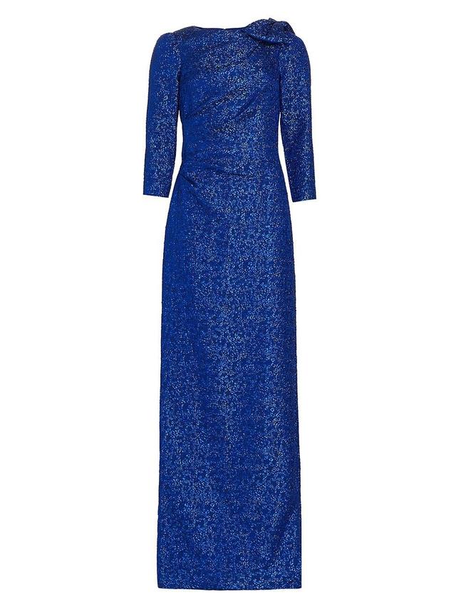 Womens Jacquard-Knit Metallic Bow Gown Product Image