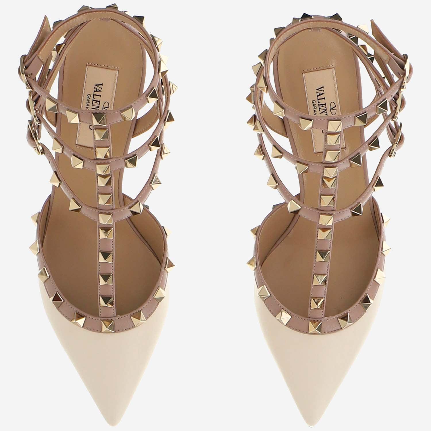 VALENTINO GARAVANI 65mm Rockstud Patent Leather Pumps In Ivory,poudre Product Image