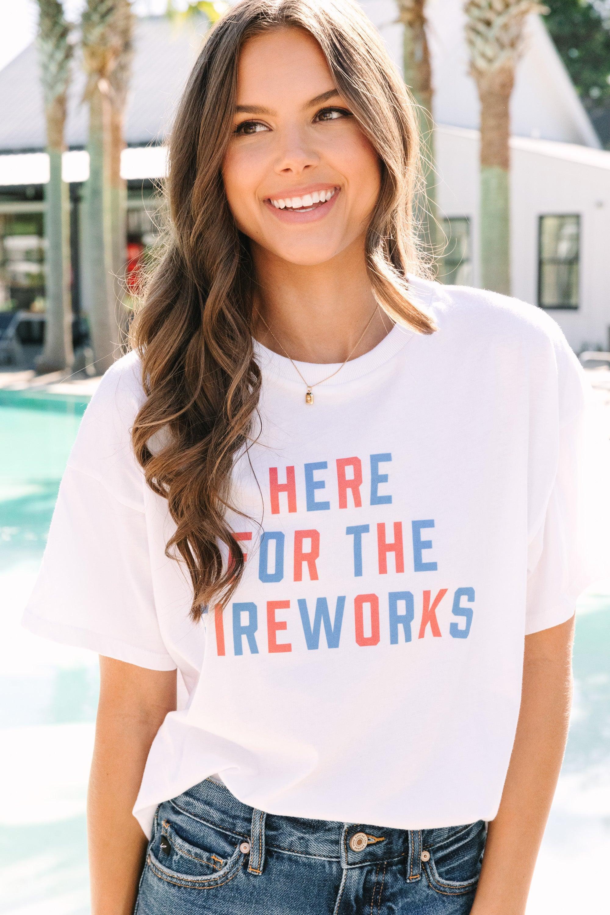 Here For The Fireworks White Graphic Tee Female Product Image