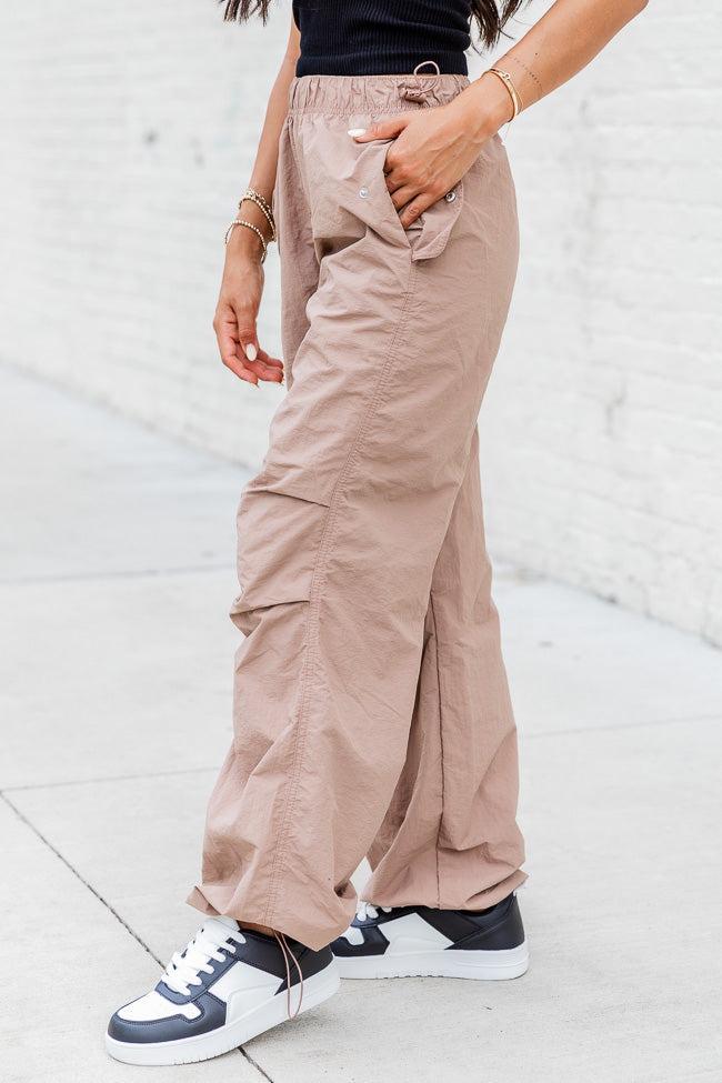 Can't Help Myself Taupe Nylon Parachute Pants Product Image