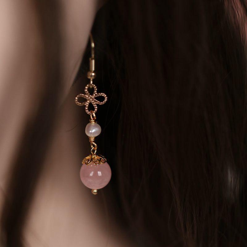 Clover Faux Pearl Faux Gemstone Alloy Dangle Earring Product Image