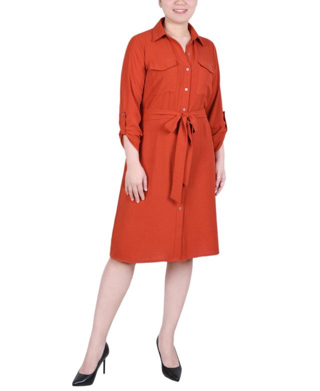 Ny Collection Petite Long Roll Tab Sleeve Shirtdress Product Image