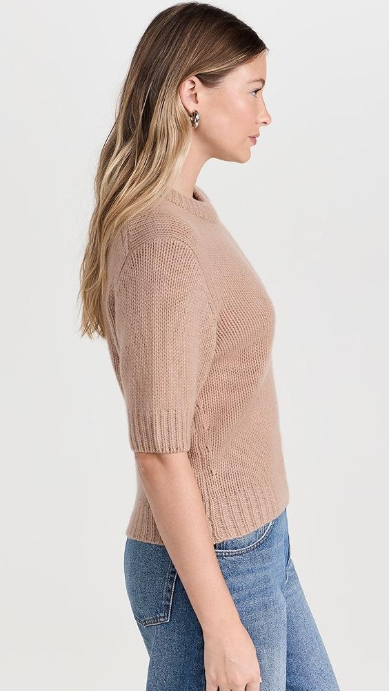 White + Warren Cashmere Featherweight Puff Sleeve Crew Sweater | Shopbop Product Image