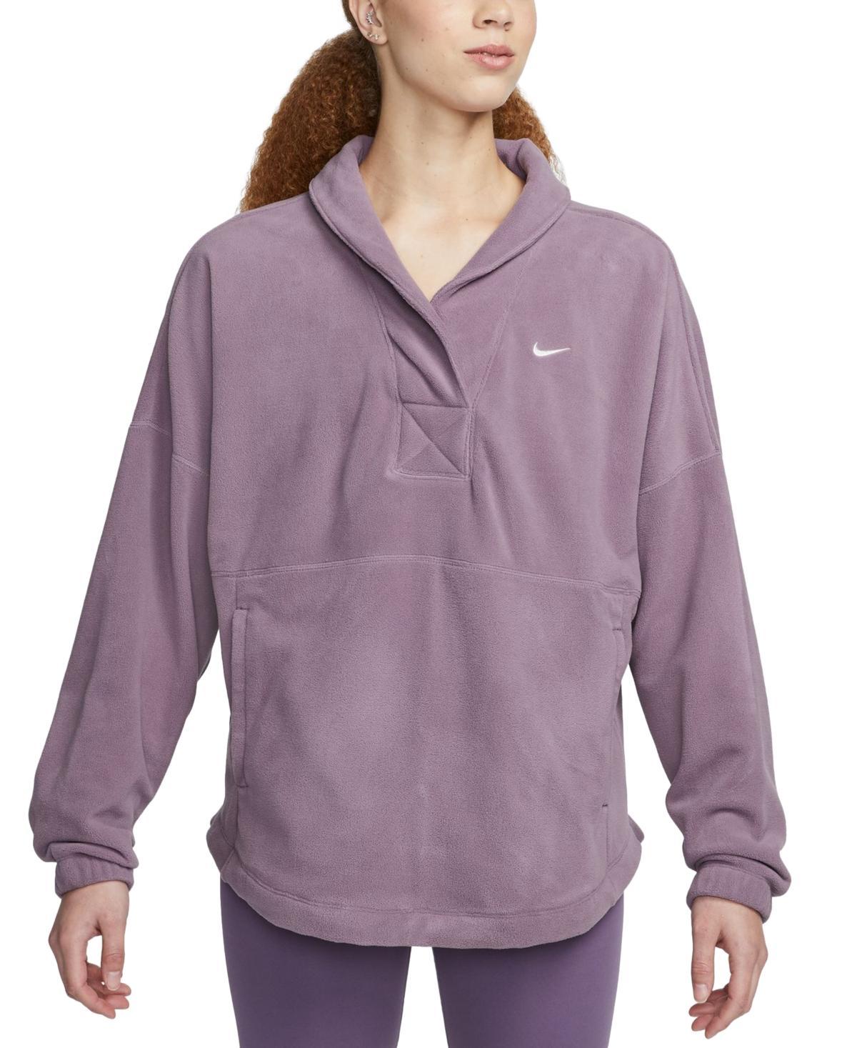 Womens Nike Therma-FIT One Fleece Long-Sleeve Top Grey Product Image