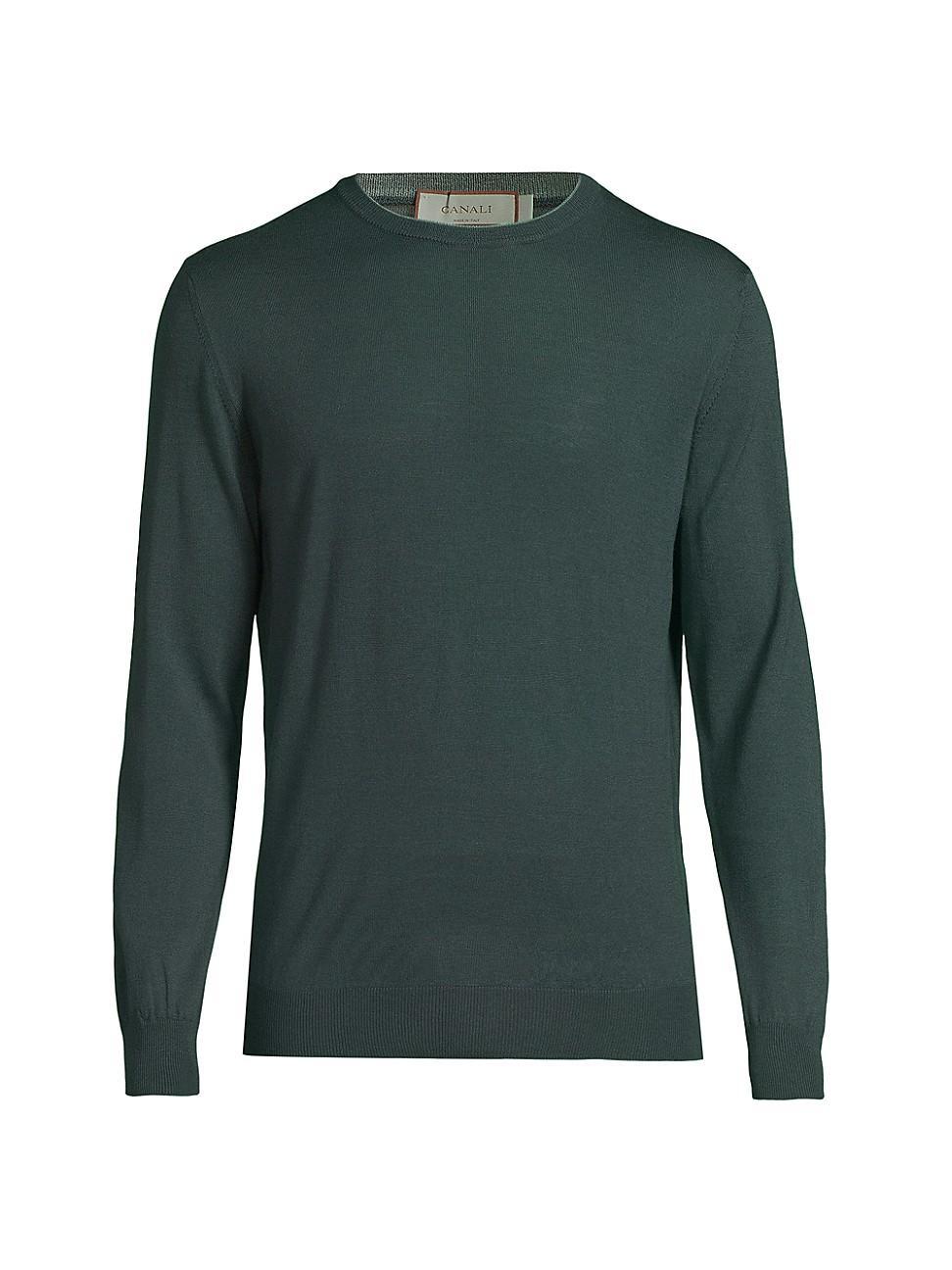 Mens Wool Contrast Crewneck Sweater Product Image