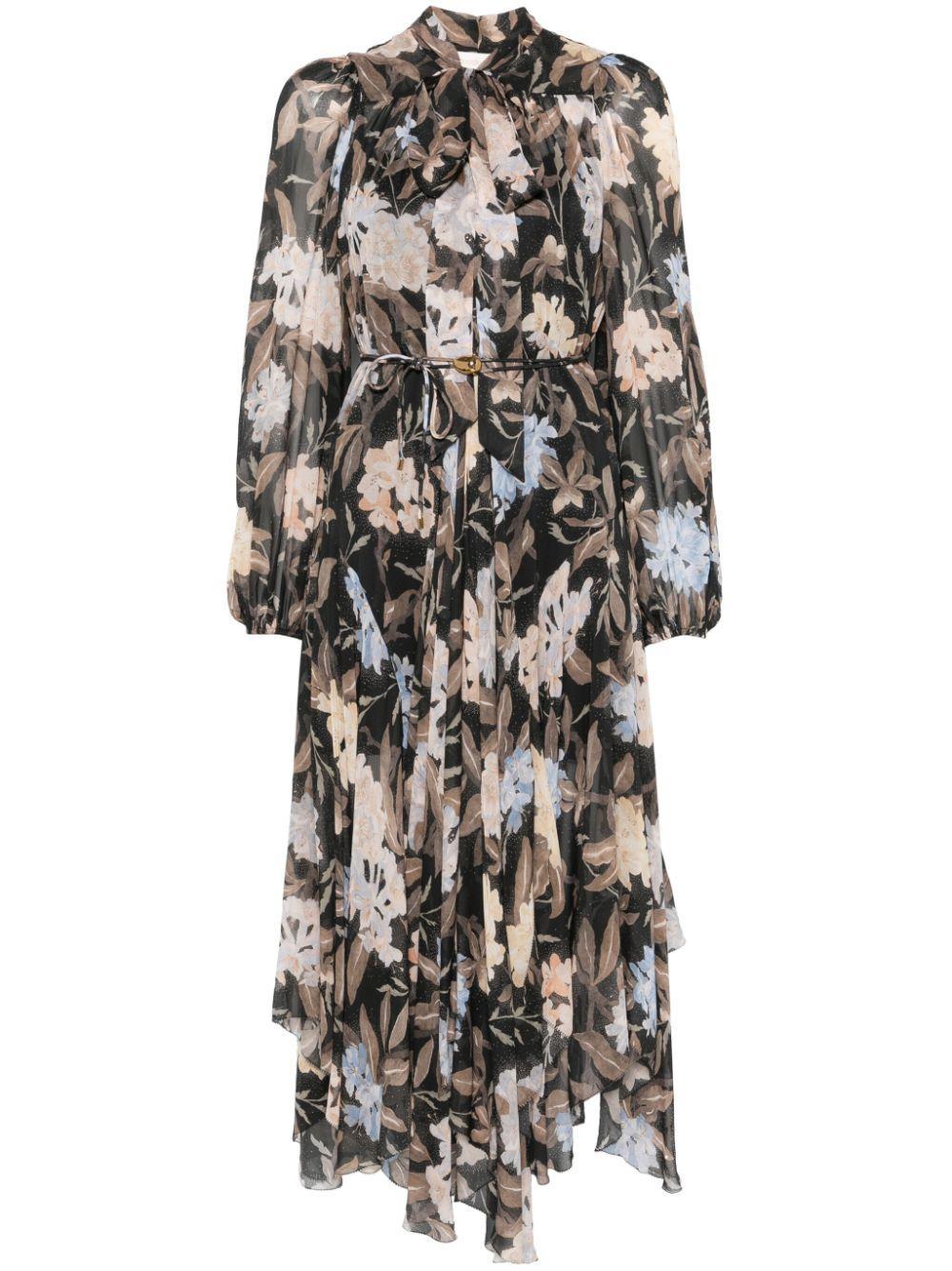 ZIMMERMANN Eden Long Sleeve Handkerchief Hem Dress In Multi Product Image