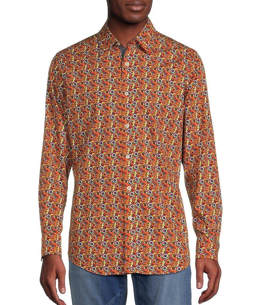 Cremieux Premium Denim Stretch Geo Print Long Sleeve Woven Shirt Product Image