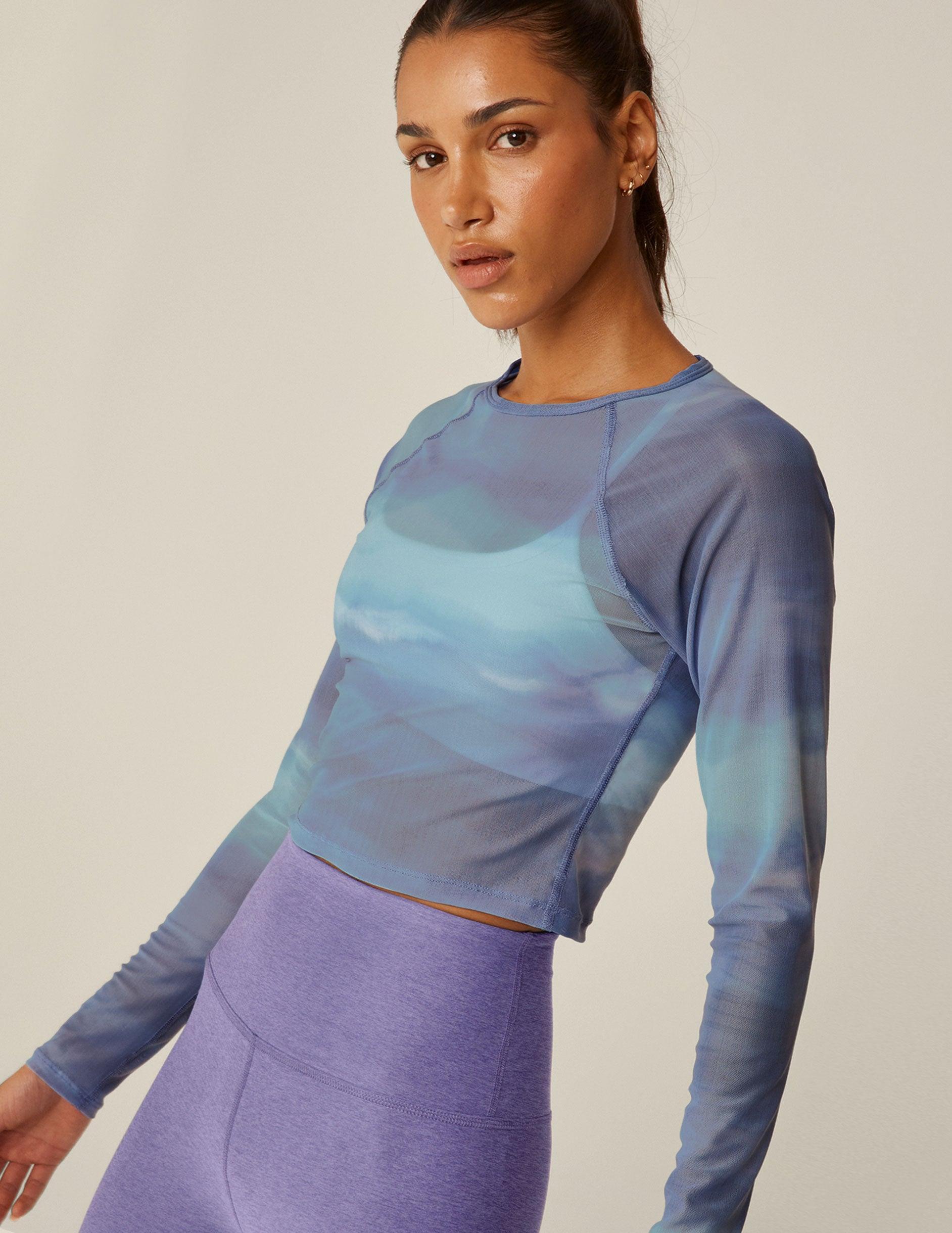 Show Off Printed Mesh Long Sleeve Cropped Top Product Image