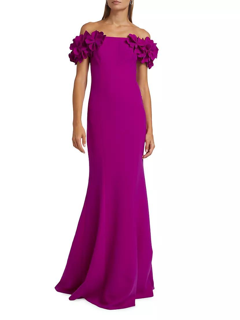 Crepe Petal Off-The-Shoulder Gown Product Image