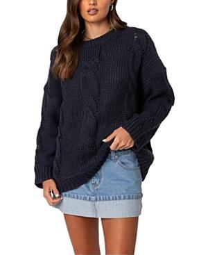 Edikted Alene Oversized Cable Knit Sweater Product Image