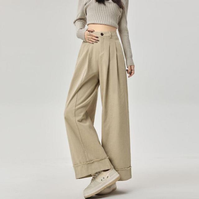 High Waist Plain Wide Leg Dress Pants Product Image