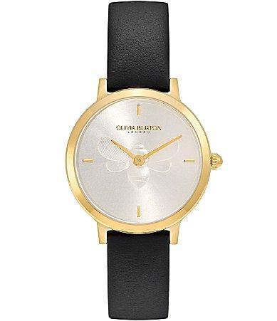 Olivia Burton Signature Bees Leather Strap Watch, 28mm Product Image