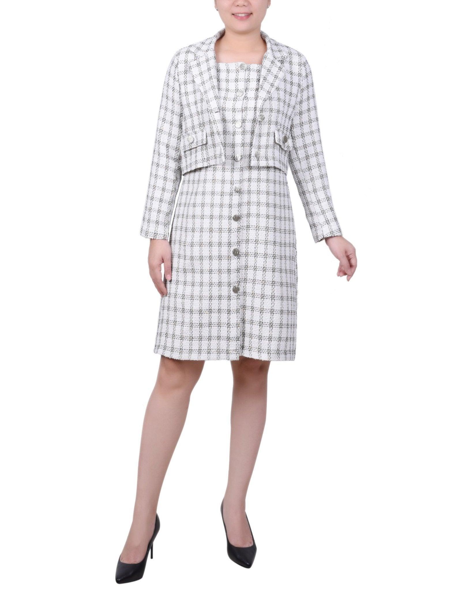 NY Collection Long Sleeve Tweed Dress Set - Petite Product Image