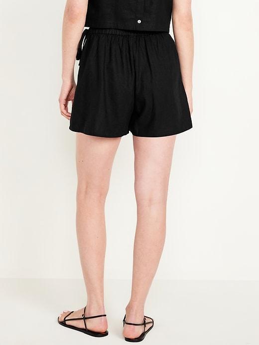 High-Waisted Linen-Blend Wrap-Front Mini Skort Product Image